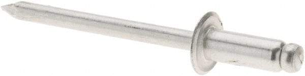 RivetKing - Size 54 Dome Head Aluminum Open End Blind Rivet - Aluminum Mandrel, 0.188" to 1/4" Grip, 0.312" Head Diam, 0.16" to 0.164" Hole Diam, 0.425" Length Under Head, 5/32" Body Diam - Exact Industrial Supply