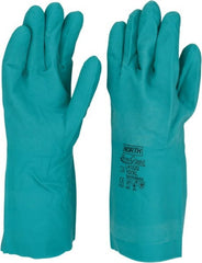 Chemical Resistant Gloves: X-Large, 15 mil Thick, Nitrile, Unsupported Green, 13'' OAL, Sandpatch, FDA Approved