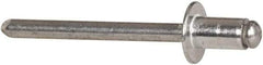 RivetKing - Size 62 Dome Head Aluminum Open End Blind Rivet - Aluminum Mandrel, 0.02" to 1/8" Grip, 3/8" Head Diam, 0.192" to 0.198" Hole Diam, 0.325" Length Under Head, 3/16" Body Diam - Exact Industrial Supply