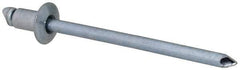 RivetKing - Size 41 Dome Head Steel Open End Blind Rivet - Steel Mandrel, 0.02" to 0.062" Grip, 1/4" Head Diam, 0.129" to 0.133" Hole Diam, 0.212" Length Under Head, 1/8" Body Diam - Exact Industrial Supply