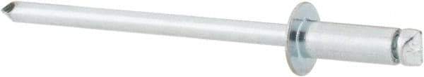 RivetKing - Size 43 Dome Head Steel Open End Blind Rivet - Steel Mandrel, 0.126" to 0.187" Grip, 1/4" Head Diam, 0.129" to 0.133" Hole Diam, 0.337" Length Under Head, 1/8" Body Diam - Exact Industrial Supply
