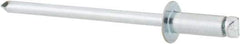 RivetKing - Size 43 Dome Head Steel Open End Blind Rivet - Steel Mandrel, 0.126" to 0.187" Grip, 1/4" Head Diam, 0.129" to 0.133" Hole Diam, 0.337" Length Under Head, 1/8" Body Diam - Exact Industrial Supply