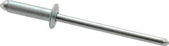 RivetKing - Size 45 Dome Head Steel Open End Blind Rivet - Steel Mandrel, 0.251" to 0.312" Grip, 1/4" Head Diam, 0.129" to 0.133" Hole Diam, 0.462" Length Under Head, 1/8" Body Diam - Exact Industrial Supply