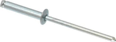 RivetKing - Size 48 Dome Head Steel Open End Blind Rivet - Steel Mandrel, 0.376" to 1/2" Grip, 1/4" Head Diam, 0.129" to 0.133" Hole Diam, 0.65" Length Under Head, 1/8" Body Diam - Exact Industrial Supply