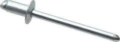 RivetKing - Size 52 Dome Head Steel Open End Blind Rivet - Steel Mandrel, 0.02" to 1/8" Grip, 0.312" Head Diam, 0.16" to 0.164" Hole Diam, 0.3" Length Under Head, 5/32" Body Diam - Exact Industrial Supply