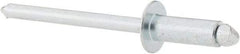 RivetKing - Size 54 Dome Head Steel Open End Blind Rivet - Steel Mandrel, 0.188" to 1/4" Grip, 0.312" Head Diam, 0.16" to 0.164" Hole Diam, 0.425" Length Under Head, 5/32" Body Diam - Exact Industrial Supply