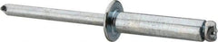 RivetKing - Size 610 Dome Head Steel Open End Blind Rivet - Steel Mandrel, 0.501" to 5/8" Grip, 3/8" Head Diam, 0.192" to 0.196" Hole Diam, 0.825" Length Under Head, 3/16" Body Diam - Exact Industrial Supply