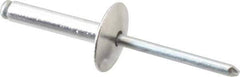 RivetKing - Size 612 Large Flange Dome Head Aluminum Open End Blind Rivet - Steel Mandrel, 0.626" to 3/4" Grip, 5/8" Head Diam, 0.192" to 0.196" Hole Diam, 0.95" Length Under Head, 3/16" Body Diam - Exact Industrial Supply