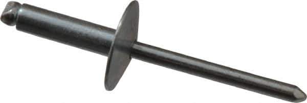 RivetKing - Size 68 Large Flange Dome Head Steel Open End Blind Rivet - Steel Mandrel, 0.376" to 1/2" Grip, 5/8" Head Diam, 0.192" to 0.196" Hole Diam, 0.7" Length Under Head, 3/16" Body Diam - Exact Industrial Supply