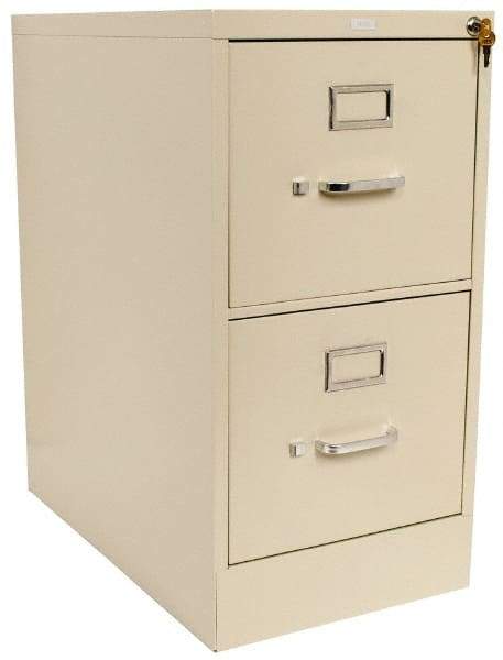 Hon - 15" Wide x 29" High x 25" Deep, 2 Drawer Vertical File with Lock - Steel, Putty - Exact Industrial Supply