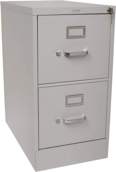 Hon - 15" Wide x 29" High x 25" Deep, 2 Drawer Vertical File with Lock - Steel, Light Gray - Exact Industrial Supply
