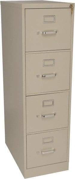 Hon - 15" Wide x 52" High x 25" Deep, 4 Drawer Vertical File with Lock - Steel, Putty - Exact Industrial Supply