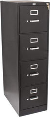Hon - 15" Wide x 52" High x 25" Deep, 4 Drawer Vertical File with Lock - Steel, Black - Exact Industrial Supply