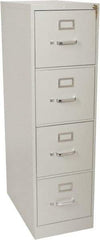 Hon - 15" Wide x 52" High x 25" Deep, 4 Drawer Vertical File with Lock - Steel, Light Gray - Exact Industrial Supply