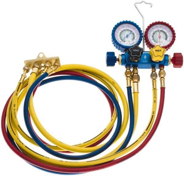 Imperial - 4 Valve Manifold Gauge - With 4 x 5' Hose - Exact Industrial Supply