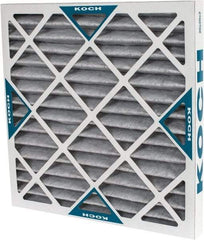 Made in USA - 20" Noml Height x 20" Noml Width x 2" Noml Depth, 70% Capture Efficiency, Wire-Backed Pleated Air Filter - MERV 8, Cotton/Polyester & Activated Carbon, Integrated Beverage Board Frame, 500 Max FPM, 1,400 CFM, For Any Unit - Exact Industrial Supply