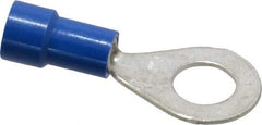 Made in USA - 16-14 AWG Fully Insulated Crimp Connection Circular Ring Terminal - 1/4" Stud, Copper Contact - Exact Industrial Supply