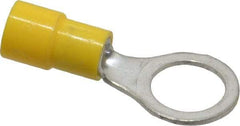 Made in USA - 12-10 AWG Fully Insulated Crimp Connection Circular Ring Terminal - 3/8" Stud, Copper Contact - Exact Industrial Supply