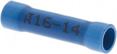 Made in USA - 16 to 14 AWG Compatible, Butt Splice Terminal - Blue - Exact Industrial Supply