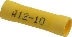 Made in USA - 12 to 10 AWG Compatible, Butt Splice Terminal - Yellow - Exact Industrial Supply