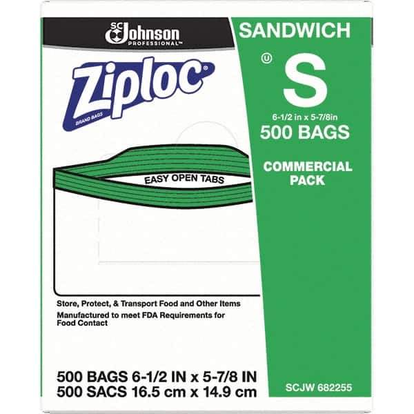 Ziploc - 500 Piece, 22 oz. Capacity, 6-1/2 Inch Long x 6 Inch Wide, Ziploc Sandwich Bag - 1.2 mil Thick, Rectangle Clear Plastic - Exact Industrial Supply