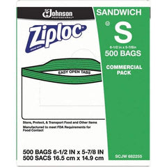 Ziploc - 500 Piece, 22 oz. Capacity, 6-1/2 Inch Long x 6 Inch Wide, Ziploc Sandwich Bag - 1.2 mil Thick, Rectangle Clear Plastic - Exact Industrial Supply