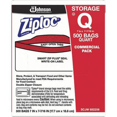 Ziploc - 500 Piece, 1 Quart Capacity, 8 Inch Long x 7 Inch Wide, Ziploc Storage Bag - 1.75 mil Thick, Rectangle Clear Plastic - Exact Industrial Supply