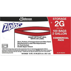 Ziploc - 100 Piece, 2 Gallon Capacity, 13 Inch Long x 15-1/2 Inch Wide, Ziploc Storage Bag - 1.75 mil Thick, Rectangle Clear Plastic - Exact Industrial Supply