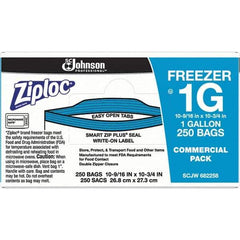 Ziploc - 250 Piece, 1 Gallon Capacity, 11 Inch Long x 10-1/2 Inch Wide, Ziploc Freezer Bag - 2.7 mil Thick, Rectangle Clear Plastic - Exact Industrial Supply