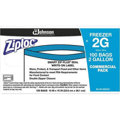 Ziploc - 100 Piece, 2 Gallon Capacity, 13 Inch Long x 15-1/2 Inch Wide, Ziploc Freezer Bag - 2.7 mil Thick, Rectangle Clear Plastic - Exact Industrial Supply