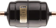 Parker - 3/8" Connection, 5.3" Long, Refrigeration Liquid Line Filter Dryer - 4.42" Cutout Length, 273/257 Drops Water Capacity - Exact Industrial Supply