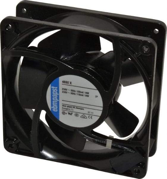 EBM Papst - 230 Volts, AC, 106 CFM, Square Tube Axial Fan - 0.08 Amp Rating, 119mm High x 119mm Wide x 1-1/2" Deep - Exact Industrial Supply