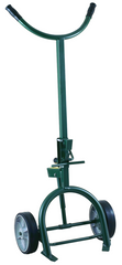 Drum Truck - Adjustable Sliding Chime Hook for steel or fiber drums - Spring loaded - 10" M.O.R wheels 60" H x 25" W - Exact Industrial Supply