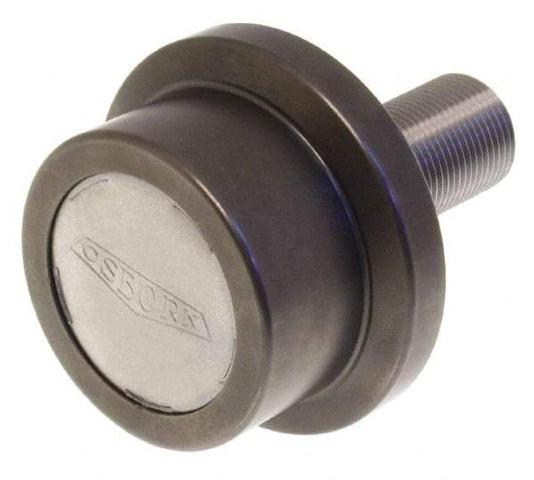 Osborn International - 3" Roller Diam x 2" Width, 1-1/4" Stud Diam x 2-1/2" Length, Flanged Concentric Stud Load Runner - Steel, 1-3/4" Thread Length, 1-1/4-12 Thread, 4-1/2" OAL, 10,500 Lb Dynamic Cap - Exact Industrial Supply