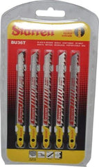 Starrett - 4" Long, 6 Teeth per Inch, Bi-Metal Jig Saw Blade - Toothed Edge, 5/16" Wide x 0.05" Thick, U-Shank, Ground Taper Tooth Set - Exact Industrial Supply