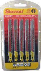 Starrett - 4" Long, 10 Teeth per Inch, Bi-Metal Jig Saw Blade - Toothed Edge, 5/16" Wide x 0.05" Thick, U-Shank, Ground Taper Tooth Set - Exact Industrial Supply