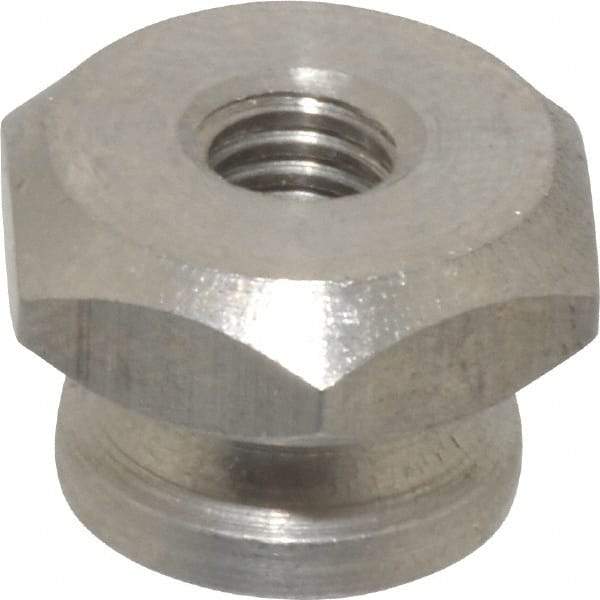 Electro Hardware - #10-32 UNF Thread, Uncoated, Grade 303 Stainless Steel Hex Thumb Nut - 11/32" Overall Height, 1/2" Head Diam - Exact Industrial Supply