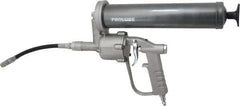 PRO-LUBE - 6,000 Max psi, Flexible Air-Operated Grease Gun - 14 oz (Cartridge) Capacity, 1/8 Thread Outlet, 40 Strokes per oz, Bulk, Cartridge, Filler Pump & Suction Fill, Includes 4 Jaw Coupler with Ball Check - Exact Industrial Supply
