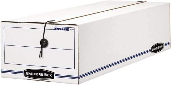 BANKERS BOX - 1 Compartment, 9-3/4" Wide x 6-1/4" High x 23-3/4" Deep, Storage Box - Corrugated Cardboard, White/Blue - Exact Industrial Supply