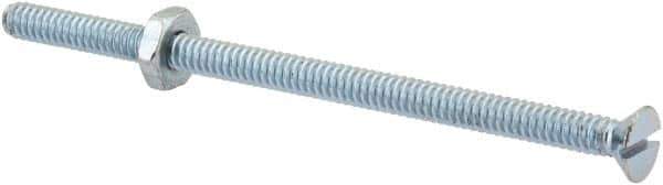Value Collection - #10-24 UNC, 3-1/2" OAL Slotted Drive Machine Screw - Flat Head, Grade 2 Steel, Zinc-Plated Finish, Without Washer - Exact Industrial Supply