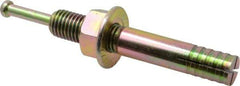 Wej-It - 3/4" Diam, 3/4" Drill, 5" OAL, 1-3/8" Min Embedment Hammer Drive Concrete Anchor - 1018 Iron (Pin)/Steel (Body), Zinc Yellow Dichromate Finish, Hex Nut Head, Hex Drive - Exact Industrial Supply
