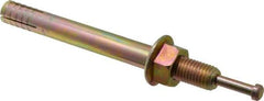 Wej-It - 3/4" Diam, 3/4" Drill, 7-1/2" OAL, 1-3/4" Min Embedment Hammer Drive Concrete Anchor - 1018 Iron (Pin)/Steel (Body), Zinc Yellow Dichromate Finish, Hex Nut Head, Hex Drive - Exact Industrial Supply