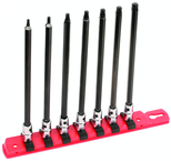 7 Piece - T10; T15; T20; T25; T27; T30; T40 - 6" OAL - 1/4" Drive Torx Bit Socket Set - Exact Industrial Supply