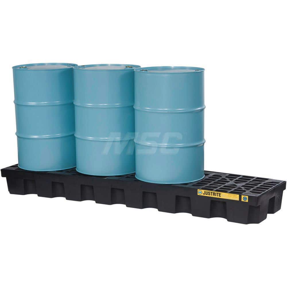 Justrite - Spill Pallets, Platforms, Sumps & Basins; Type: EcoPolyBlend? Spill Control Pallets ; Number of Drums: 4 ; Sump Capacity (Gal.): 75.00 ; Load Capacity (Lb.): 5000.000 ; Material: Polyethylene ; Height (Inch): 9 - Exact Industrial Supply