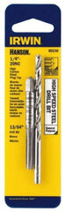 Irwin - 13/64 to 13/64 Drill, 1/4-20 to 1/4-20 Tap, Spiral Flute Tap and Drill Set - Bright Finish High Speed Steel Drills, Bright Finish Carbon Steel Taps, Plug Chamfer, 2 Piece Set - Exact Industrial Supply