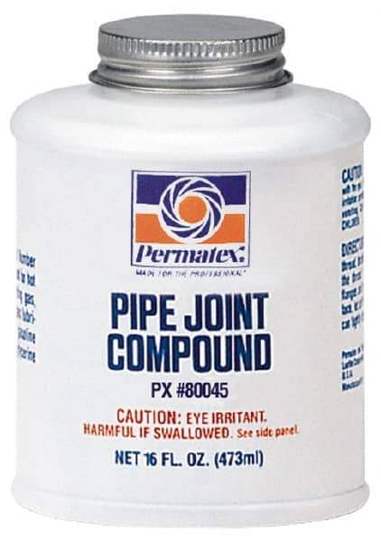 Permatex - 16 oz Brush Top Can Black Pipe Sealant - 400°F Max Working Temp, Seals & Secures Metal Fittings - Exact Industrial Supply