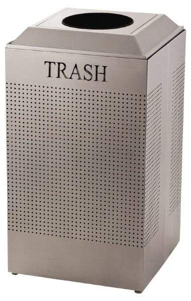 Rubbermaid - 29 Gal Silver Square Recycling Container - Steel, 32-3/8" High x 18-1/2" Long x 18-1/2" Wide - Exact Industrial Supply