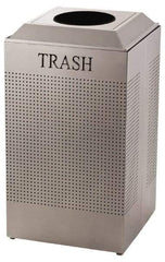 Rubbermaid - 29 Gal Silver Square Recycling Container - Steel, 32-3/8" High x 18-1/2" Long x 18-1/2" Wide - Exact Industrial Supply