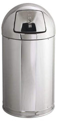 Rubbermaid - 12 Gal Round Trash Can - 30 Inch High, 15 Inch Diameter, Chrome, Steel, Dome Top Style, Includes Lid - Exact Industrial Supply