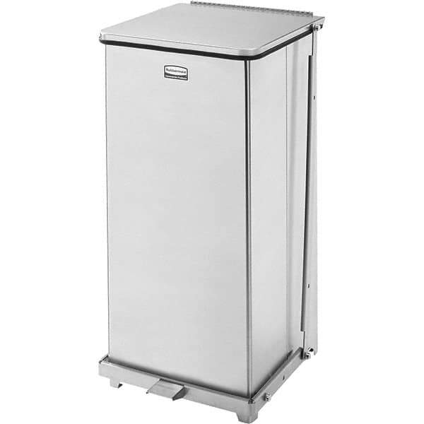 Rubbermaid - 24 Gal Square Unlabeled Trash Can - 30" High x 15" Long x 15" Wide, Stainless Steel - Exact Industrial Supply